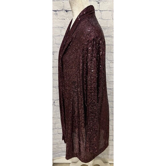 NWT ANNE KLEIN Women’s Sequin Draped Open Front Cardigan Deep Plum Size XL $149 - Picture 4 of 11
